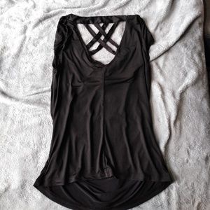Black ruched dressy top size medium